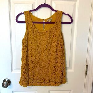 Lucky brand-mustard yellow lace tank -size XS